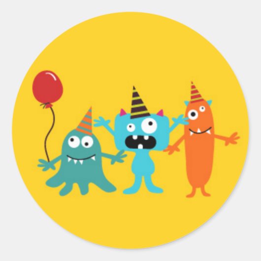 Kleine Monster Ronde Sticker (Voorkant)