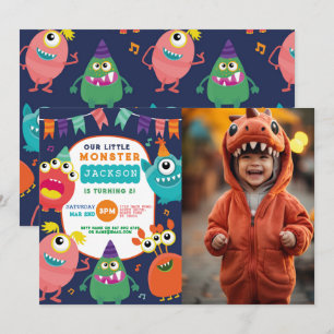 Kleine Monster Verjaardag Leuk Meisje Jongens Invi Kaart