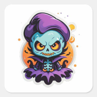 Kleine monster vierkante sticker