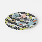 Kleine monsters Moderne grafische Waterverf Stripe Papieren Bordje (Gekanteld)