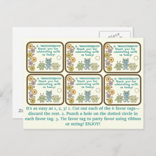 Kleine Monsters Partij voor Labels Briefkaart (Voorkant / Achterkant)