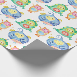 Kleine monsters van Waterverf bevestigen Cadeaupapier