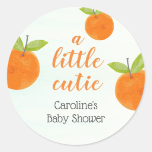 Kleine Moppie Waterverf Oranje Baby Shower Ronde Sticker