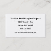 Kleine motorreparatie visitekaartje (Achterkant)