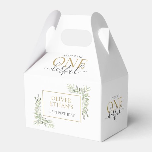 Kleine Mr ONEderful First Birthday Elegant Bedankdoosjes (Achterkant)