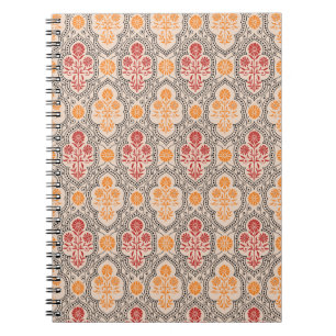 KLEINE MUGHAL FLOWER PATTERN ONTWERPACHTERGROND AR NOTITIEBOEK