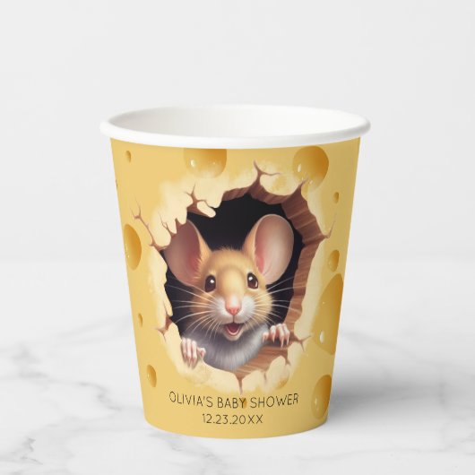 Kleine muis in Baby shower Papieren Bekers (Voorkant)