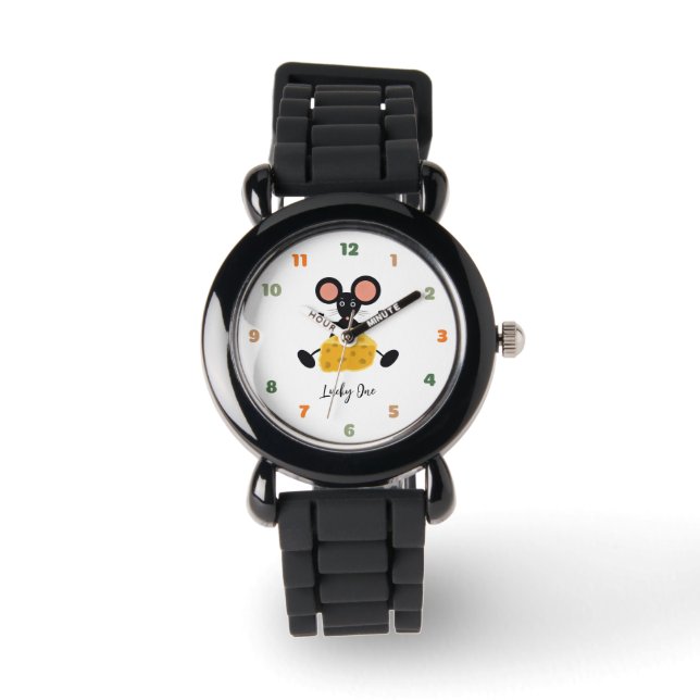 Kleine muis met kaas horloge (Voorkant)