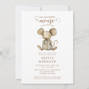 Kleine Muis Watercolor Baby Shower Kaart