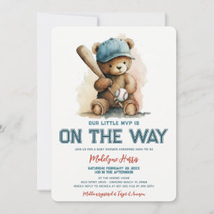 Kleine MVP-honkbal teddybeer baby shower Kaart