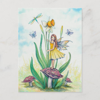 Kleine Narcissenfee Fantasie Kunst Illustratie Briefkaart