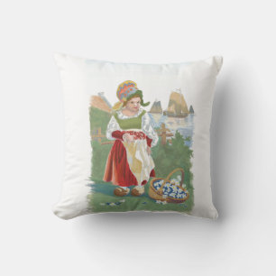 Kleine Nederlandse meid met 16x16 kussen