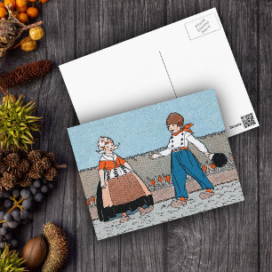  kleine Nederlandse meisjesjongen Traditionele dre Briefkaart