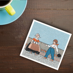  kleine Nederlandse meisjesjongen Traditionele dre Servet