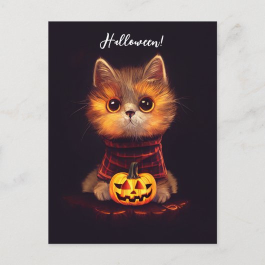 Kleine niedliche Katze im Halloweenkostüm. Briefkaart (Voorkant)