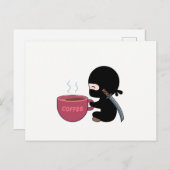 Kleine Ninja met grote koffie-Mok Briefkaart (Voorkant / Achterkant)