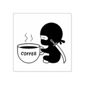 Kleine Ninja met grote koffie-Mok Rubberstempel (Afrduk)