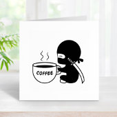 Kleine Ninja met grote koffie-Mok Rubberstempel