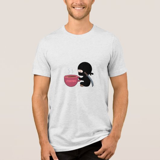 Kleine Ninja met grote koffie-Mok Tri-Blend Shirt (Voorkant)