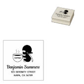 Kleine ninja met grote koffiemok adres 	rubberstempel (Gestempeld)