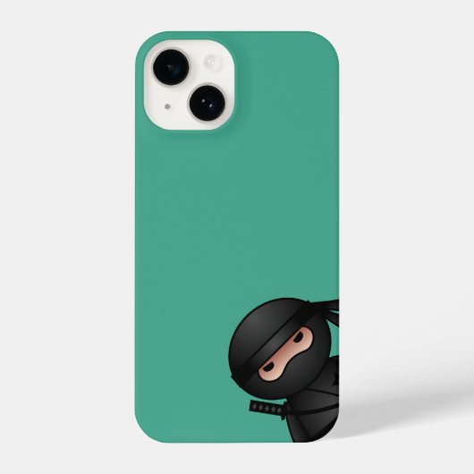 Kleine Ninja Peeking op Groen iPhone Hoesje (Achterkant)