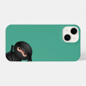 Kleine Ninja Peeking op Groen iPhone Hoesje (Achterkant horizontaal)