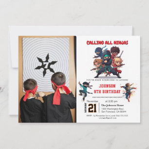 Kleine Ninja Warrior Kinder foto Verjaardag Kaart