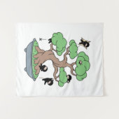 Kleine Ninjas in Bonsai-boom Wandkleed (Voorkant (horizontaal))