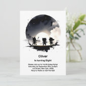 Kleine Ninjas Verjaardag Uitnodiging (Staand voorkant)