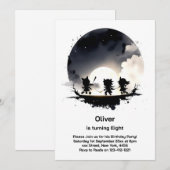 Kleine Ninjas Verjaardag Uitnodiging (Voorkant / Achterkant)