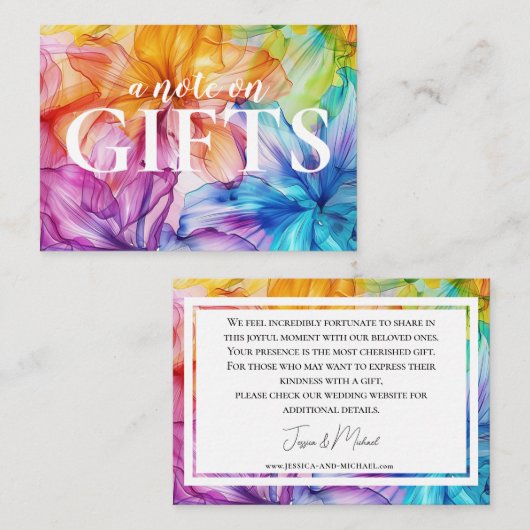 Kleine nota op cadeaukaart Eetherische Bloom Informatiekaartje (Voorkant / Achterkant)