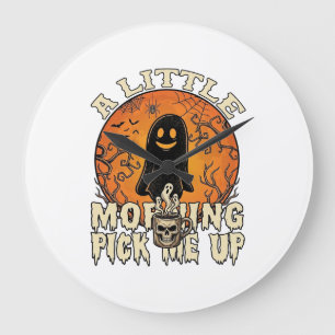 Kleine ochtend-pick-me-up Halloween Geest Schedel Grote Klok