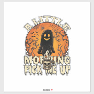 Kleine ochtend-pick-me-up Halloween Geest Schedel Sticker