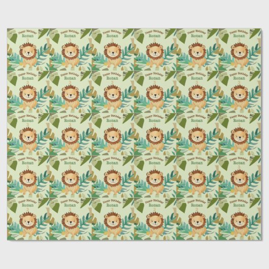 Kleine Oerwoud Prince Lion Verjaardag Cadeaupapier (Vlak)