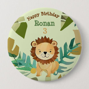 Kleine Oerwoud Prince Lion Verjaardag Ronde Button 4,0 Cm