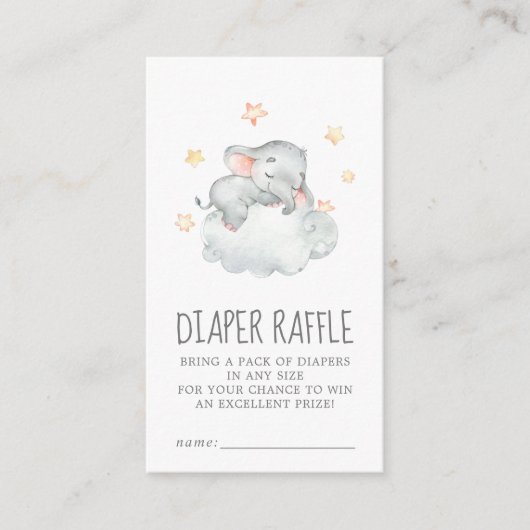Kleine olifant Baby shower Diaper Raffle Informatiekaartje (Voorkant)