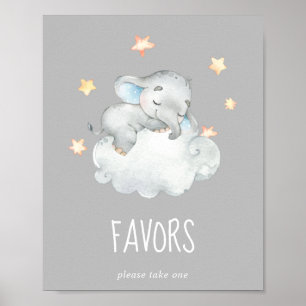 Kleine olifant jongen   Grijze Baby shower-voorkeu Poster