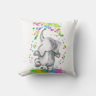 Kleine Olifant Kleurensplash Kussen