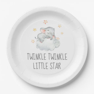 Kleine olifant-meisje Twinkle Twinkle Little Star Papieren Bordje