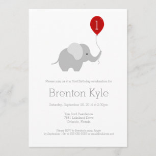 Kleine olifant met ballon verjaardagsuitnodiging 2 kaart