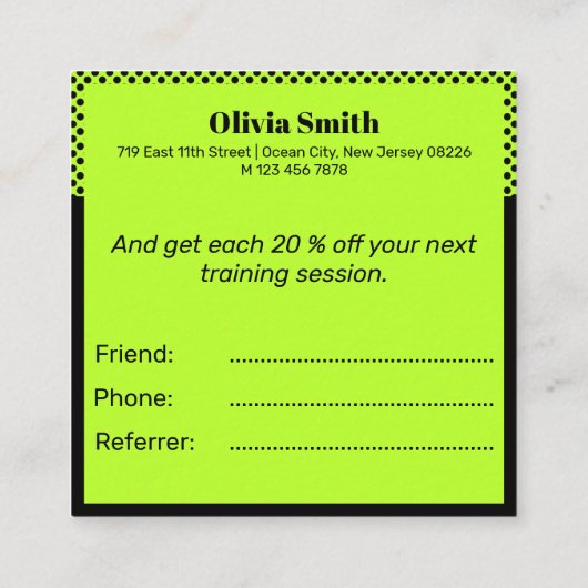 Kleine ondernemer Verwijs een Vriend Vierkante Visitekaartje (Achterkant)