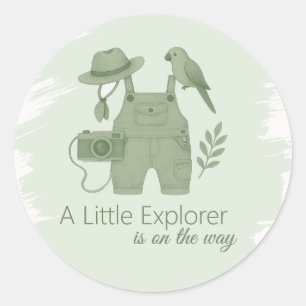 Kleine Ontdekkingsreiziger Op Weg Baby Borrel Ronde Sticker