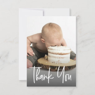 Kleine op maat gemaakte foto-handlettering Eerste Bedankkaart