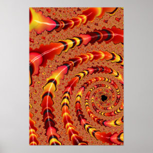 Kleine Oranje en gele spieren Fractal Art Poster