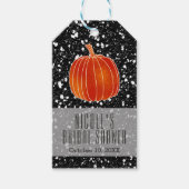 Kleine Oranje herfst Pumpkin Black Glitter Favor Cadeaulabel (Voorkant)