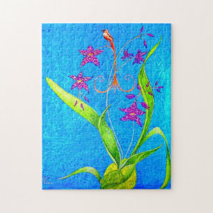 kleine orchidee vogel legpuzzel