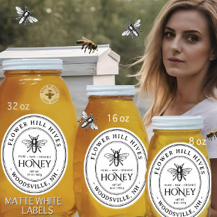 Kleine Ovale Honing Label Franse Bee Queenline Jar