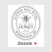 Kleine ovale honinglabel Franse bijenkoninginlijnp Sticker (Vel)