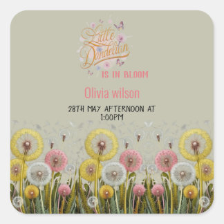 Kleine paardenbloem is in bloei baby shower vierkante sticker
