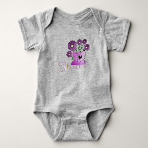Kleine Paarse Beer Met Bloemen Romper